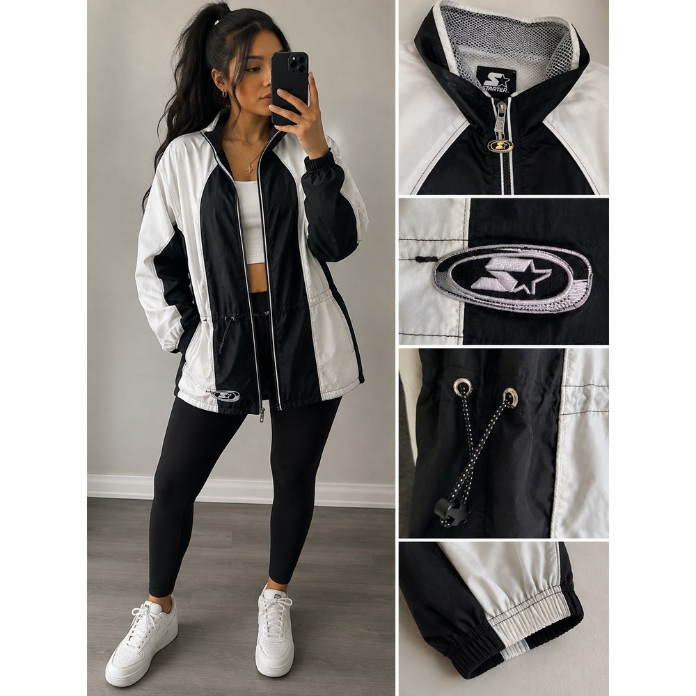 Y2K Streetwear Athletic Luxe Blockette Blokecore Trackjacket Windbreaker Women M
